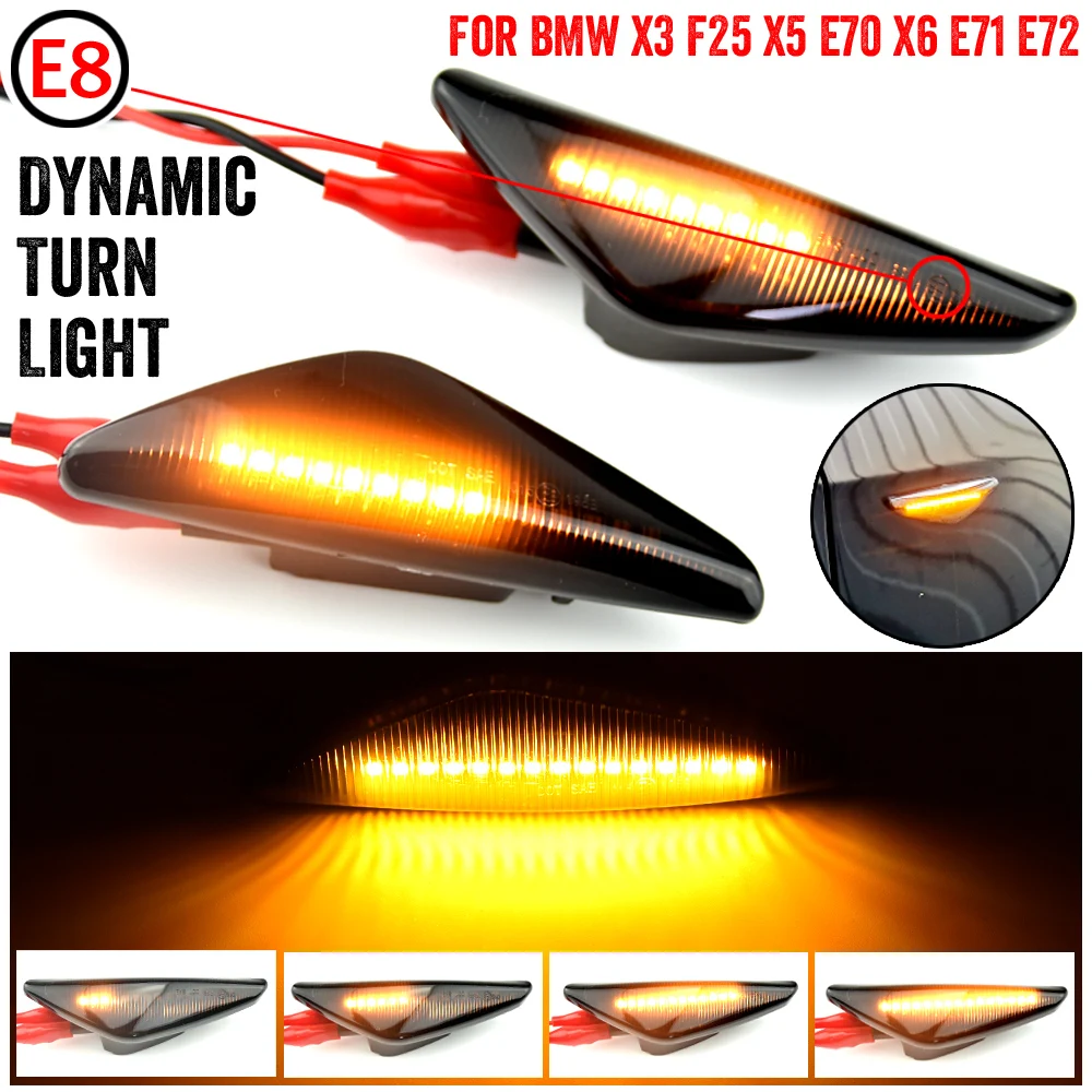 

2pcs Led Dynamic Side Marker Turn Signal Light Sequential Blinker Light For BMW X5 E70 X6 E71 E72 X3 F25 Amber Indicator Lamp