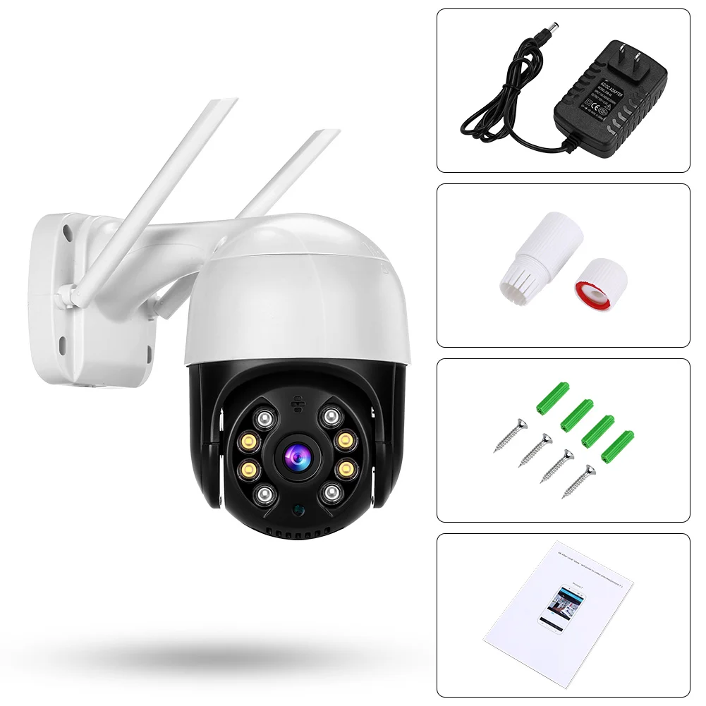 

IP Camera WiFi 3MP Wireless PTZ Speed Dome CCTV IR Camera Outdoor Security Surveillance H.265X P2P Two Way Audio Cameras