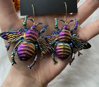 new designpsychedelic large bee statement earringbee earrings vintage style bee lover gift unique earrings