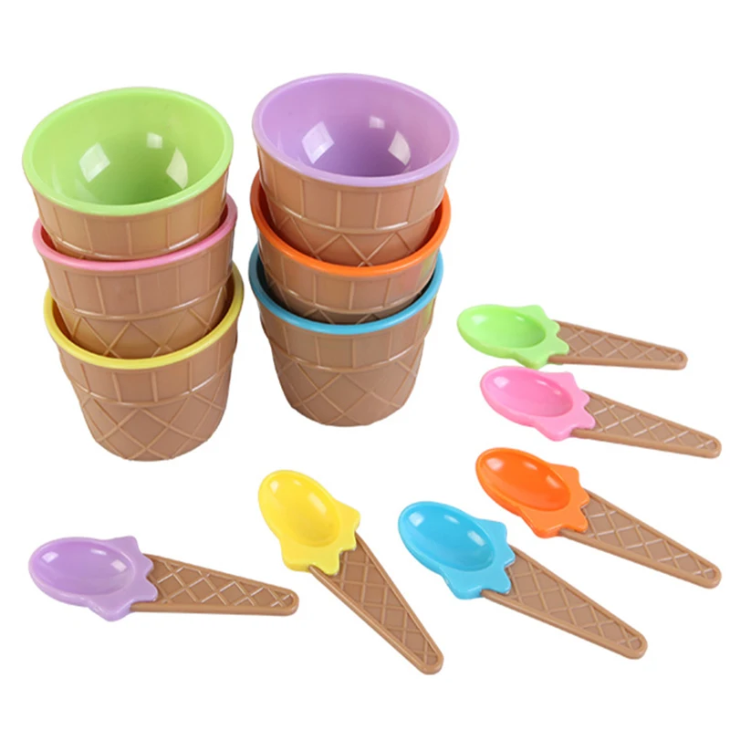 

1set Ice Cream Bowl Spoon Plastic Color Fluffy Slime Clay Clear Containers Glue Putt Ball Storage Boxes Diy Kids Kit Accessories