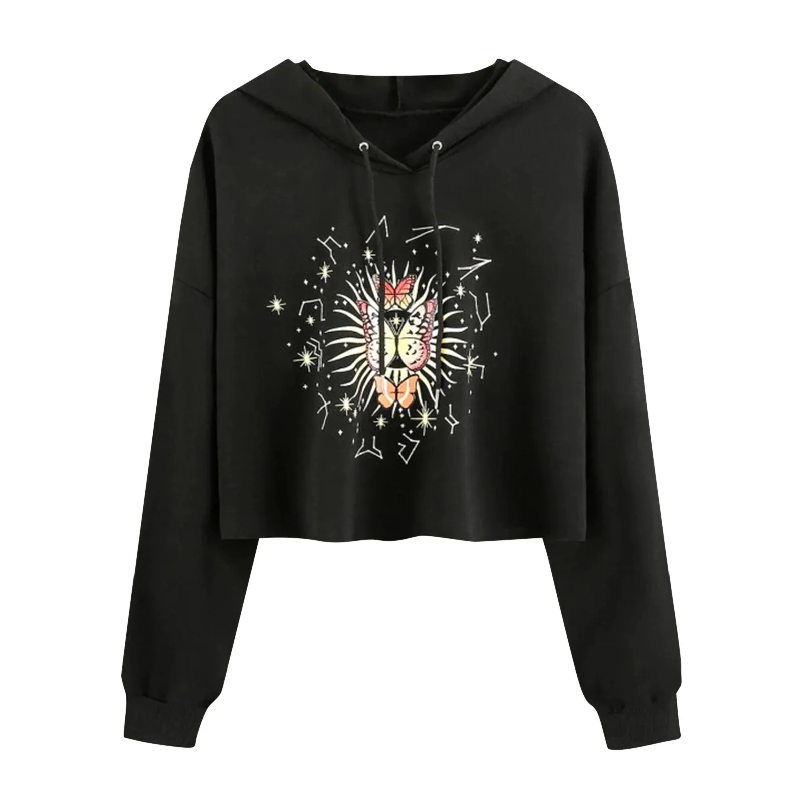 Women's Hoodies Long Sleeve Gothic Print Casual Hoodie Pullover Sweatshirt Tops Sudaderas Con Capucha Stradivarius Clothing#40