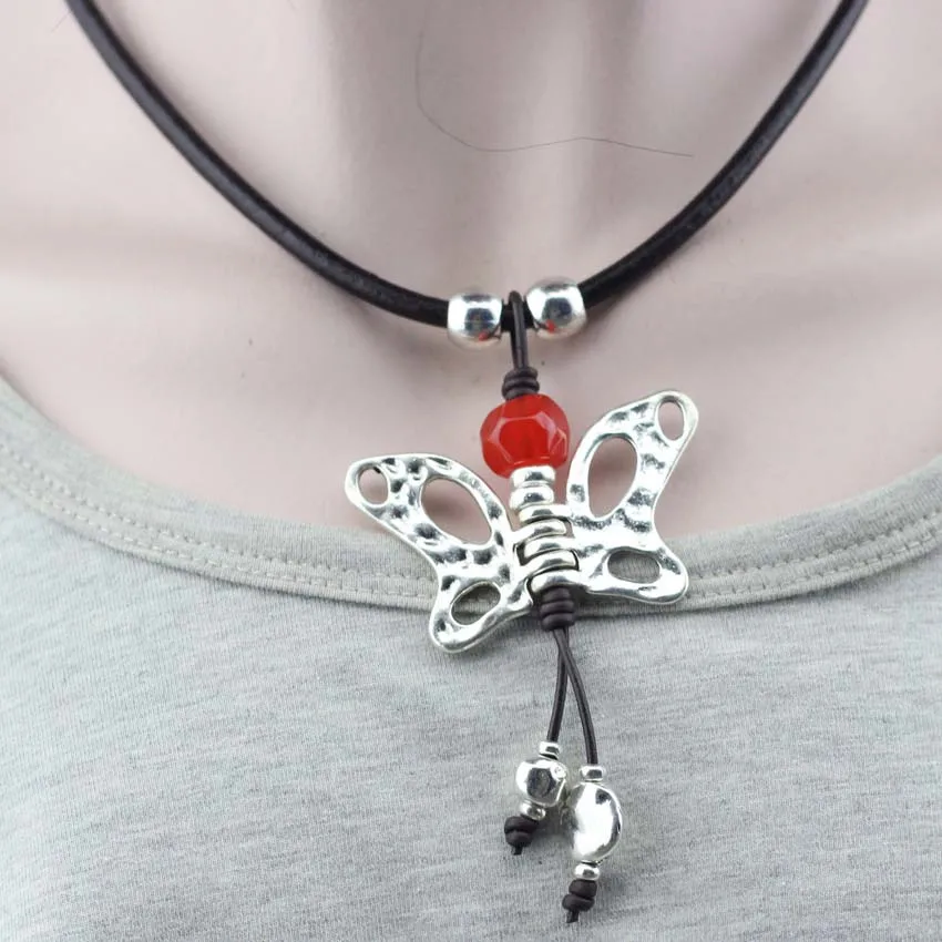 Женское кожаное ожерелье чокер Anslow колье оригинального дизайна с бабочкой