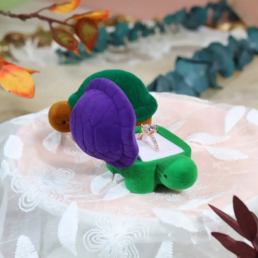 

Cute Cat Turtle Tortoise Cartoon Animals Ring Velvet Storage Box Necklace Earring Organizer Jewelry Display Lover Gift Case