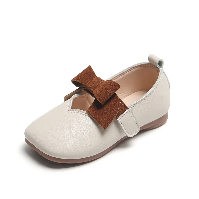

Girls Bow Knot Leather Shoes Square Toe Girls Soft Sole Single Shoes Children's Princess Shoes Girls Peas Shoes Size 21-30