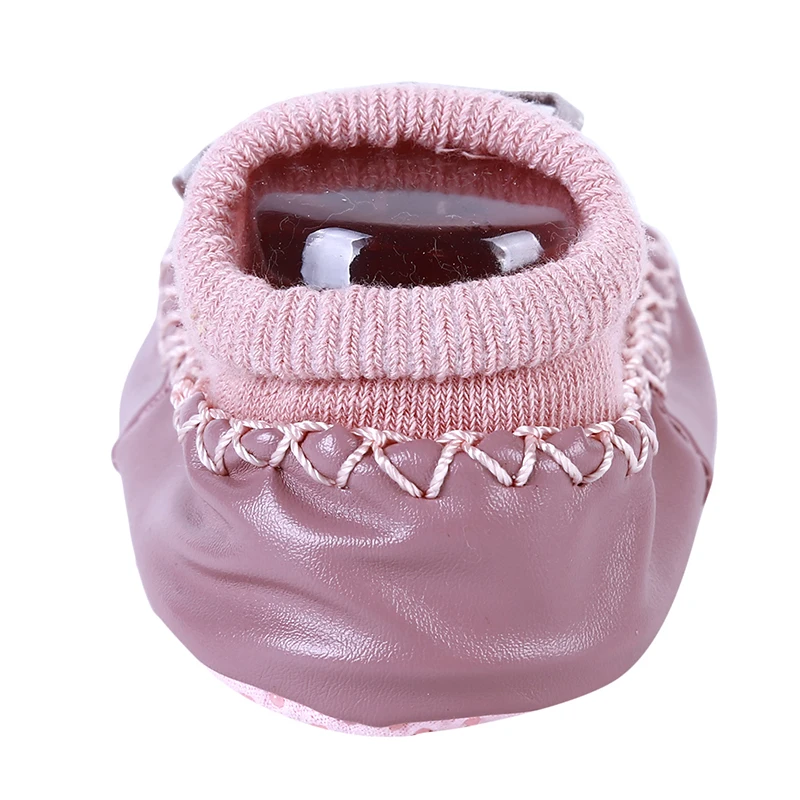 

New Spring Baby Shoes Non-Slip Soft Bottom Step Leather Children Floor Socks Bow Botton Boys Girls Newborn Socks