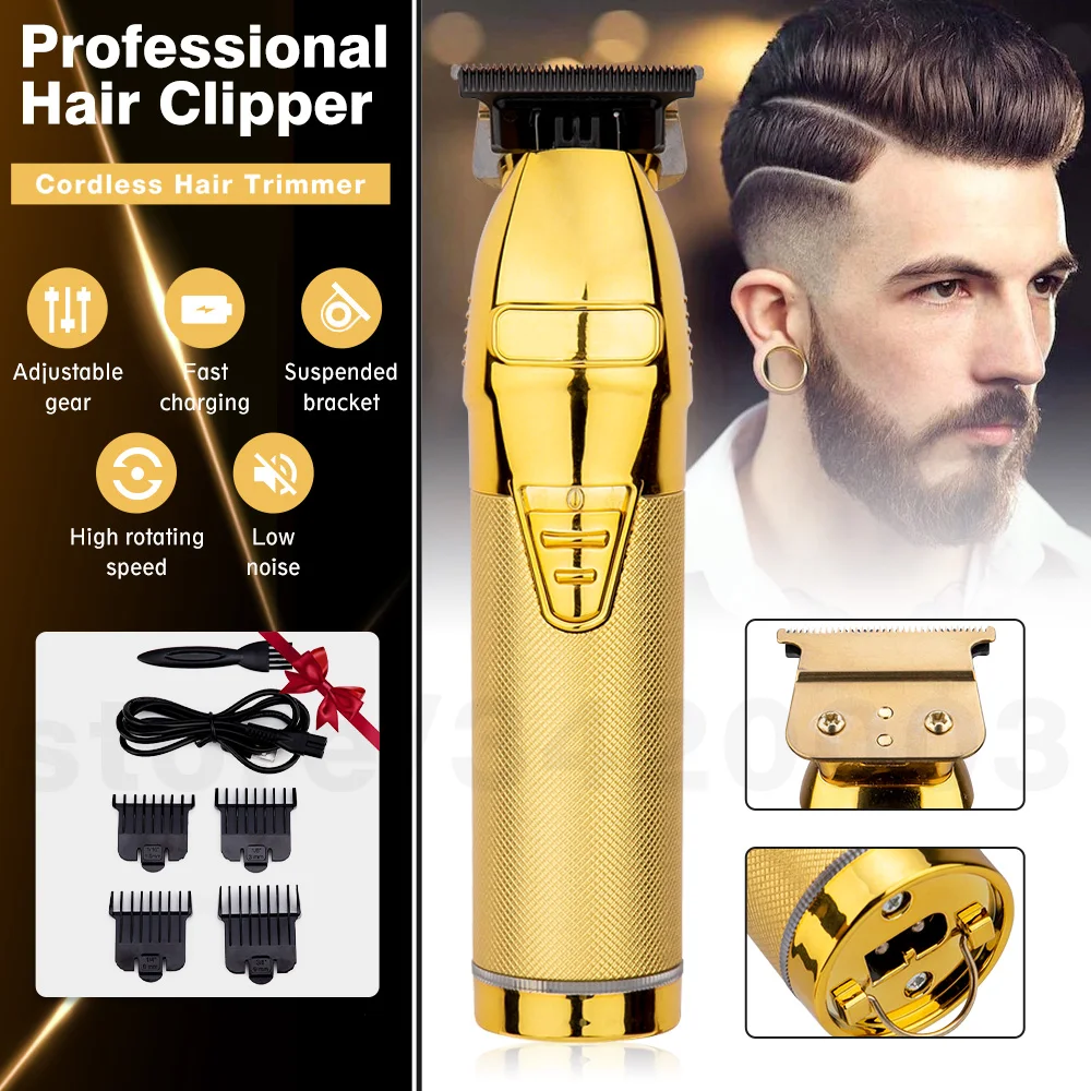 

Professional Hair Trimmer Gold Electric Trimmer For Men Cordless Rechargeable Shaver Barber Hair Cutting Machine T Hair Styling