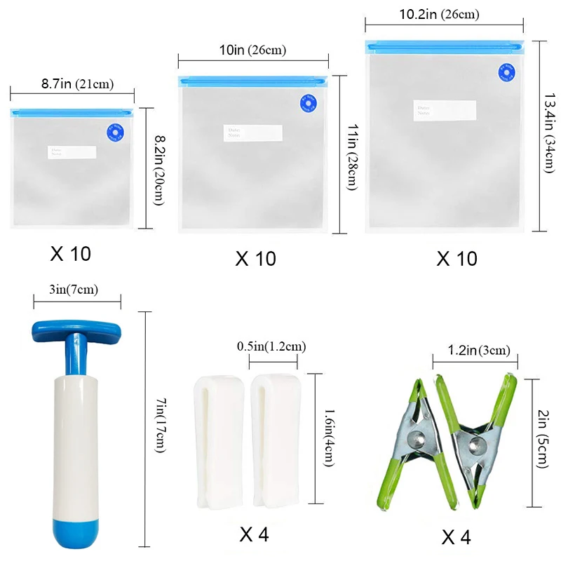 39 Шт/20 шт наборы мешков Многоразовые Пакеты для хранения пищевых продуктов