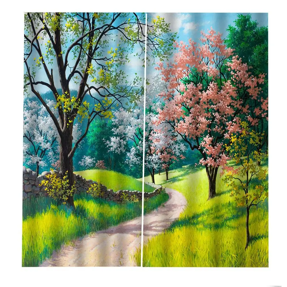 Рисунок картина занавески зеленые фотообои для гостиной | Дом и сад