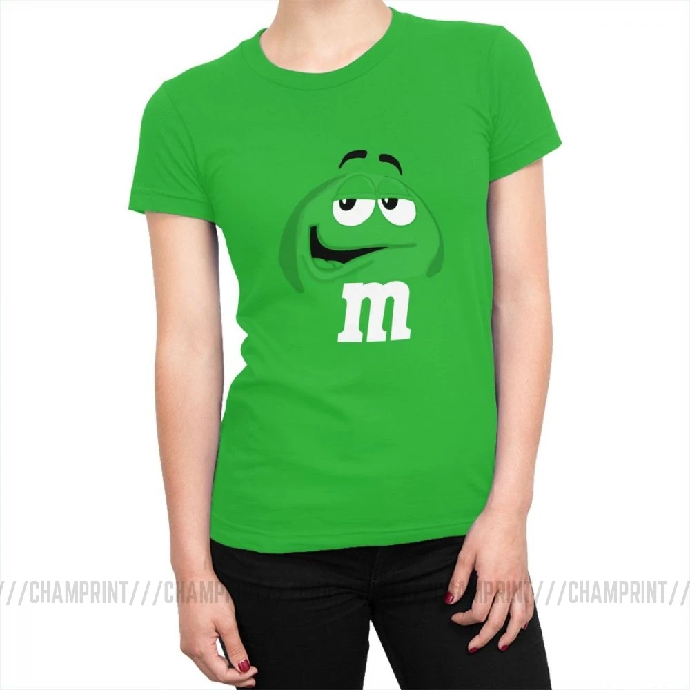 Зеленый M& M's Chocolate Candy, топы, футболки с персонажем, Новая модная женская футболка, Harajuku, хлопковая Футболка для женщин, забавная одежда - Цвет: Зеленый