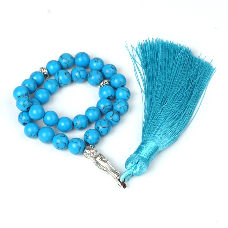 Красочные бирюзовые бусины бриллианты Аллах 33 шт. 10 мм бриллианты|Гибкие и