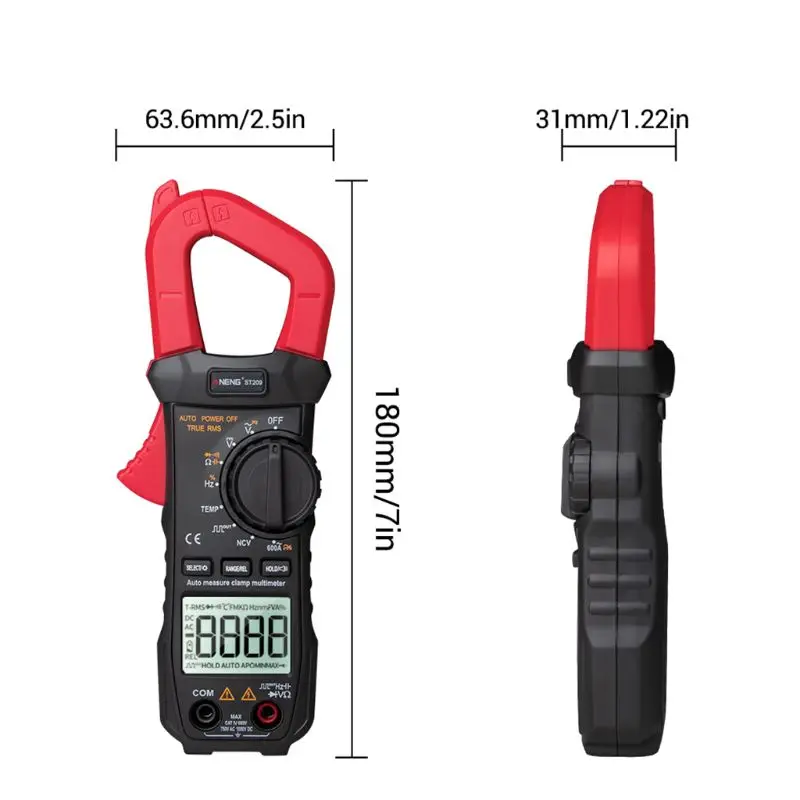 

ANENG ST209 Digital Multimeter Clamp Meter 6000 counts True RMS Amp DC/AC Current Clamp tester Meters voltmeter 400v Auto Range