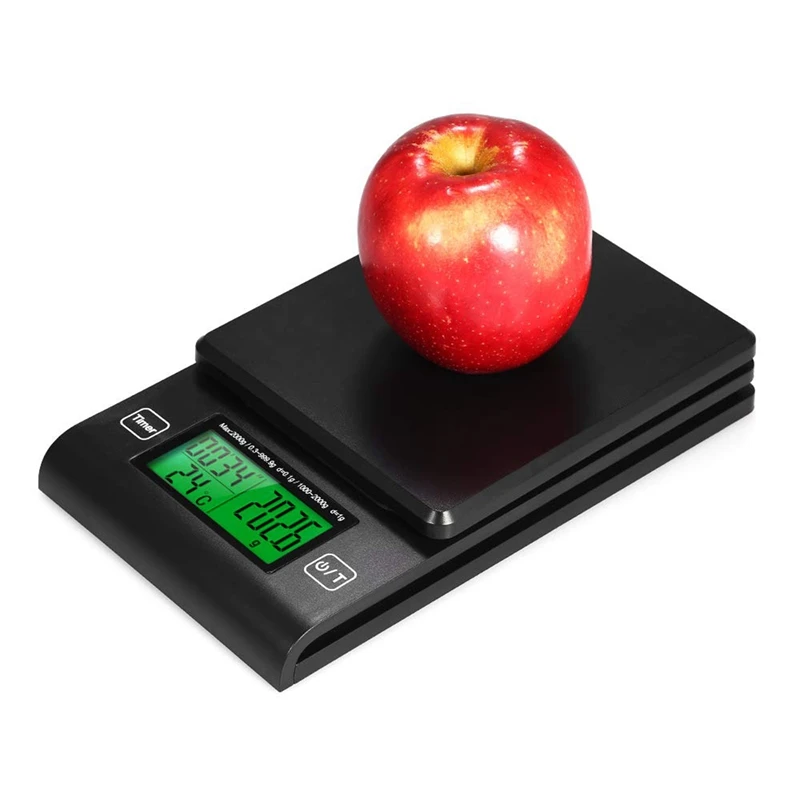 Hot Sale Digital Coffee Scale Multifunction Kitchen Food With Timer Temperature Probe Lcd Display Green Backlight 2000G/1G | Дом и сад