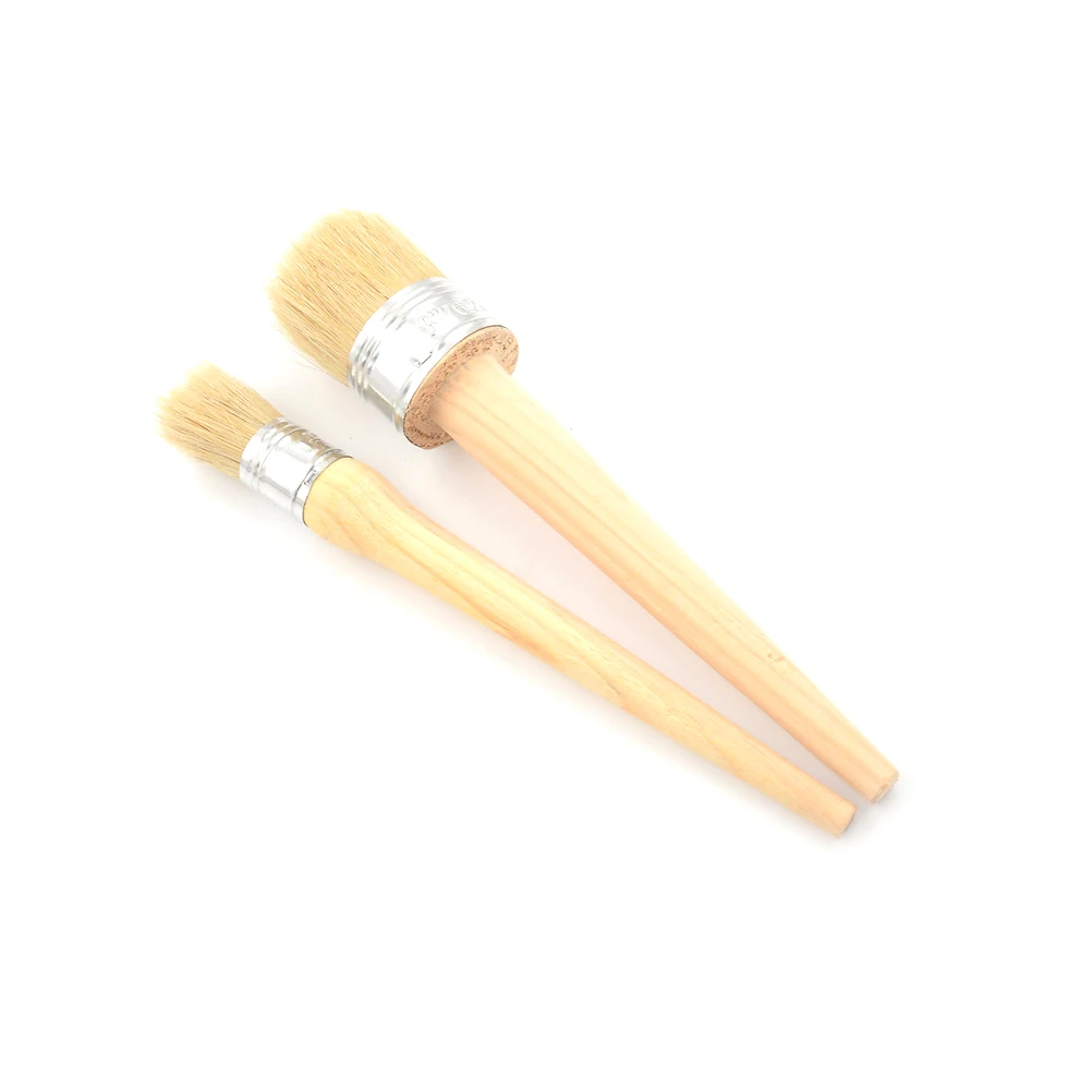 

185mm Wooden Handle Painting Wax Brushes Long Round Bristle Chalk Oil Paint DIA 25mm/50mm