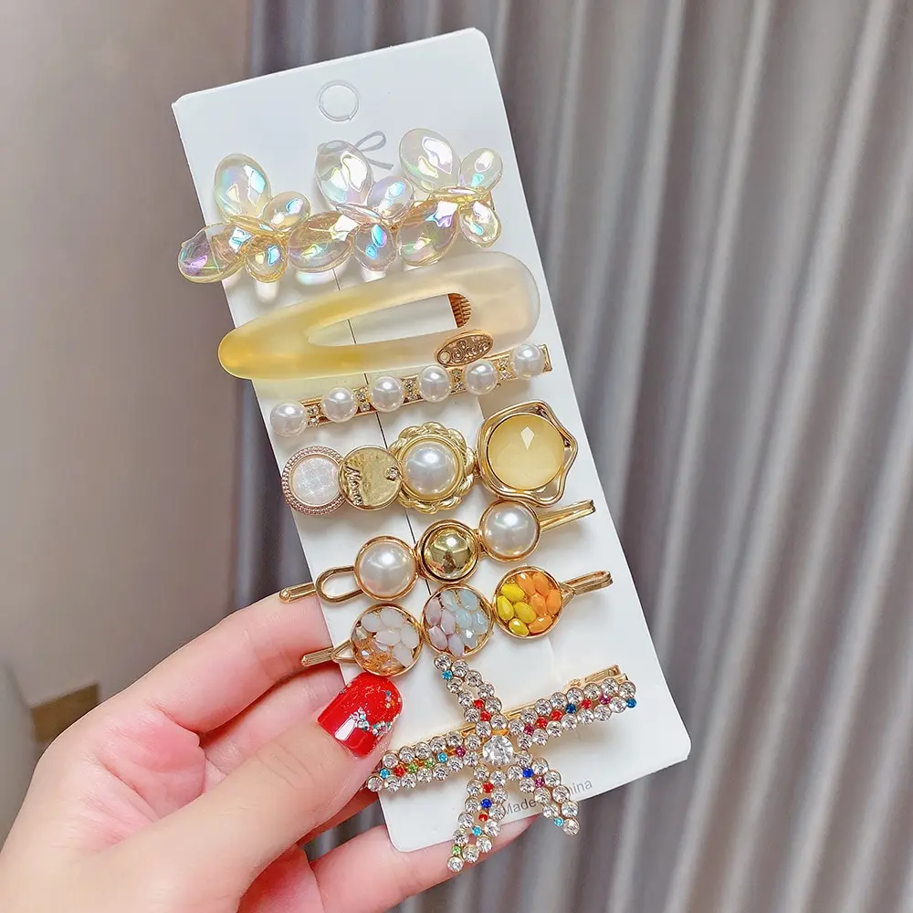 

Women Pearl Hair Clip Set Acrylic Acetate Hairpin Combination Hair Accessories 4 pcs 6 pcs 7 pcs 8 pcs