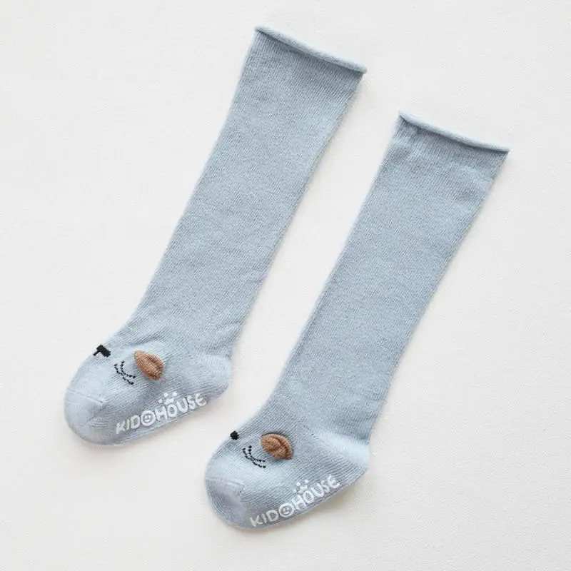 

0-3 Years Baby Soft Kawaii Long Socks With Dotted Rubber Non-slip Knee Socks For Boys&girls Rolled Edges Loose Mouth Stocking