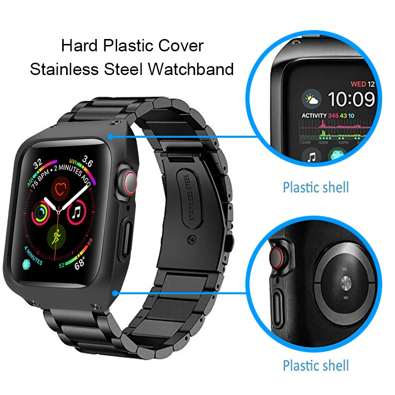 Ремешок для часов Apple Watch Series 4 5 40/44 мм металлический корпус противоударный чехол