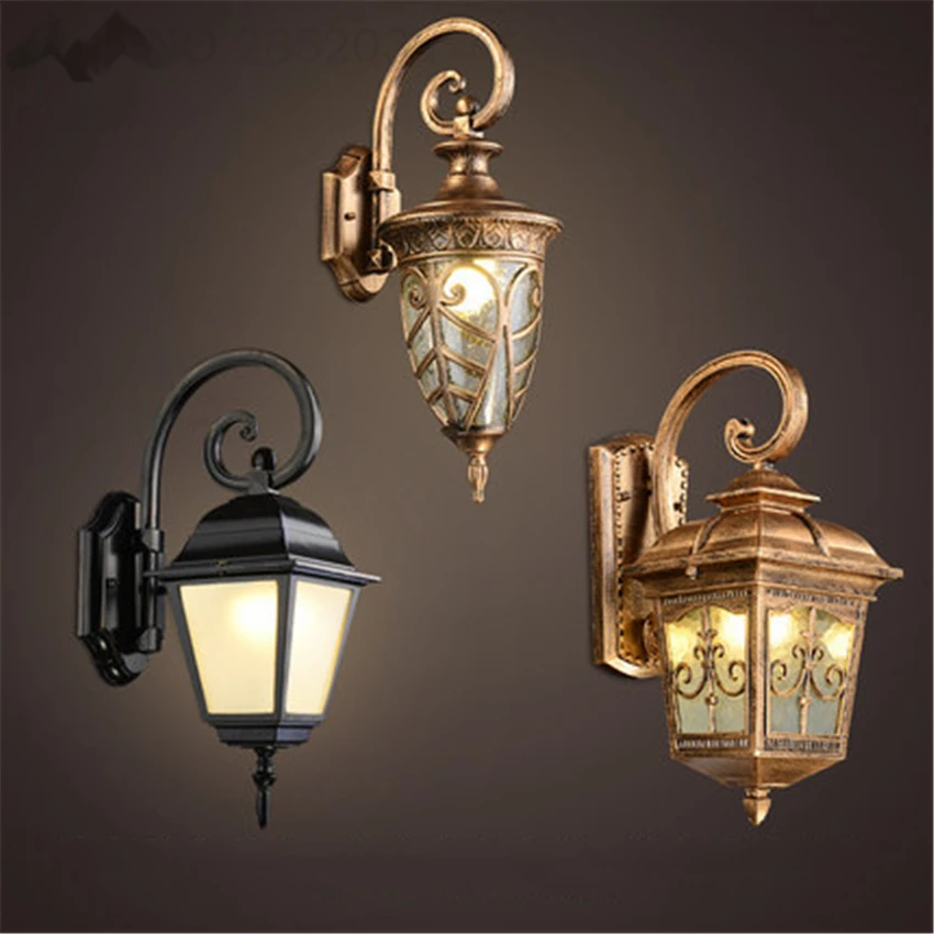 Vintage Sconce LED Lights iron Wall Lamp Aisle Lights Garage Outdoor Wall Lights Nordic retro iron glass wall lamp lighting