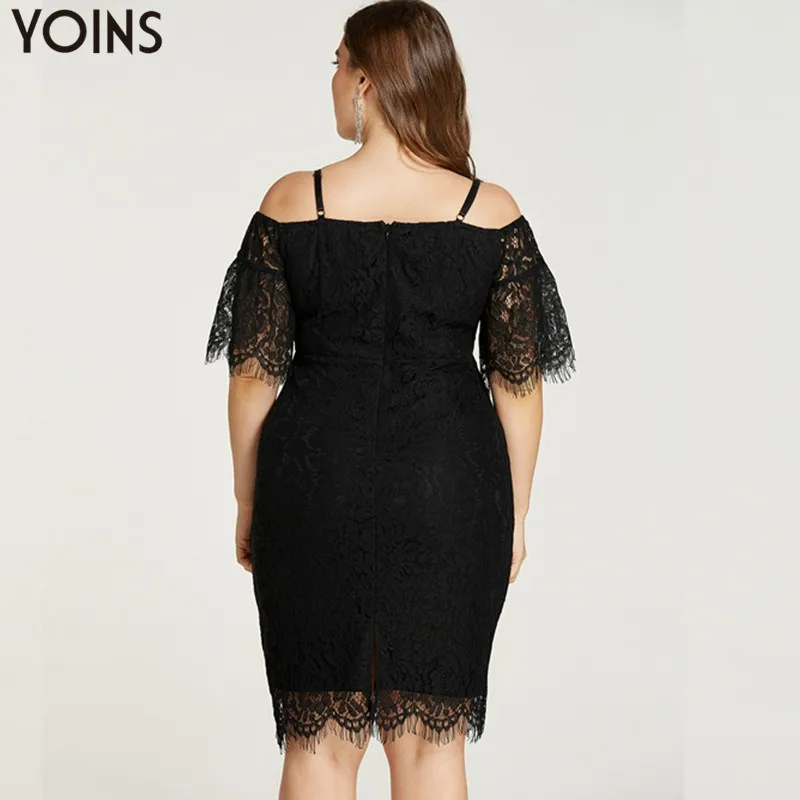 Женское кружевное Платье До Колена YOINS летнее элегантное облегающее платье с