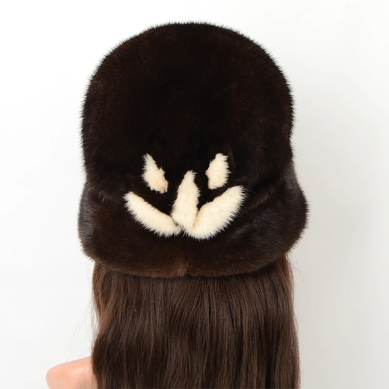 

Winter Real Mink Fur Hats Female 2020 New Fashion Cap Black Fur Women Hat Visor Winter Warm Real Mink Fur Women
