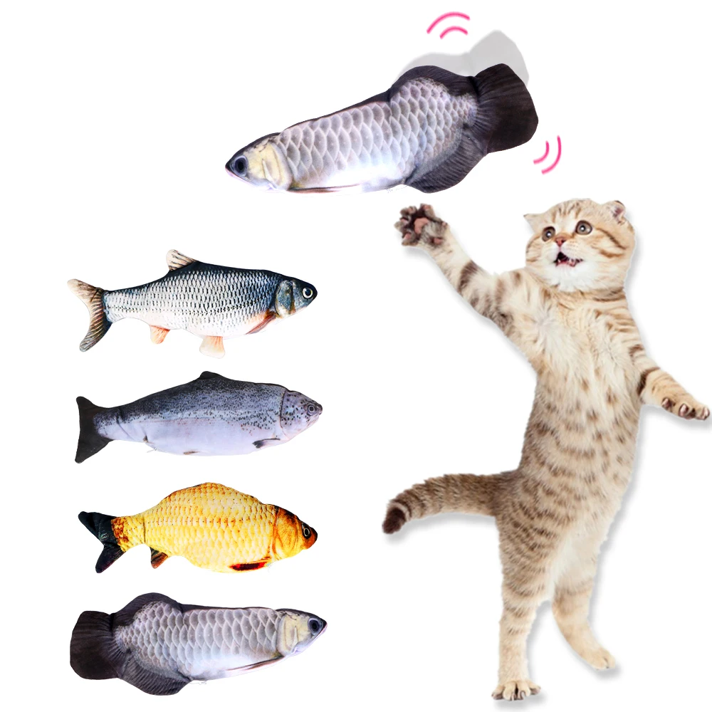 

Pet Cat Toy USB Charging Cat Interactive Doll Simulation Fish Toy Electric Dancing Moving Floppy Fish Pet Chewing Playing Toy