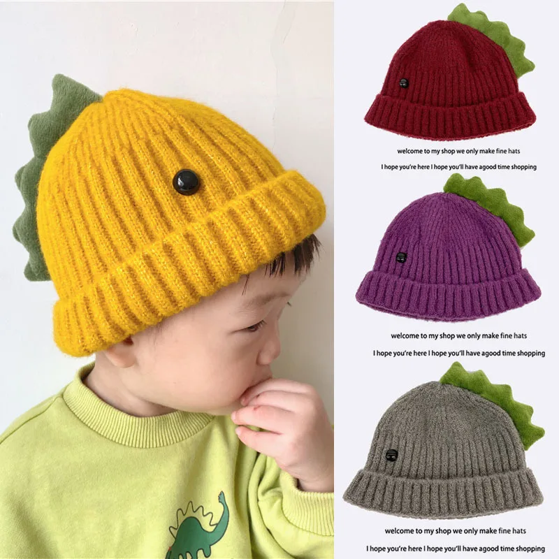 Newborn Baby Hat Autumn Winter Warm Knitted Infant Bonnet Cap Cute Cartoon Dinosaur Boys Girls Kids Beanie Caps for 0-3Y New enlarge