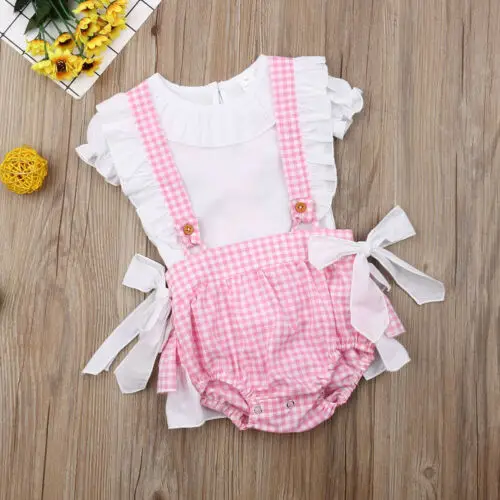 Летняя одежда в английском стиле для маленьких девочек топы шорты комбинезоны