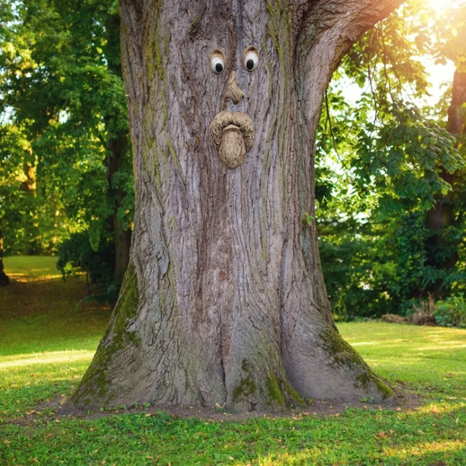 Adorno con cara de &aacute;rbol para decoraci&oacute;n de jard&iacute;n, escultura 3D divertida de resina para exteriores, arte de patio, mieker, novedad de 2021-5