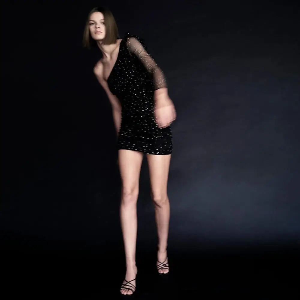 ZA Новое платье на одно плечо 2019 женские модные платья с длинным рукавом и