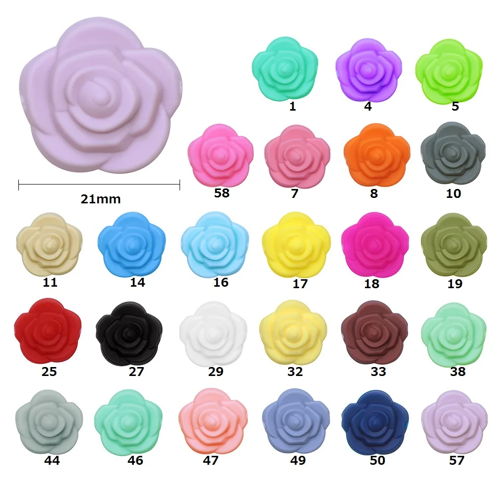 BOBO.BOX 100pc Silicone Beads Flower Baby Teether Eco-Friendly Sensory Teething Necklace Food Grade Mom Nursing DIY Jewelry Rose