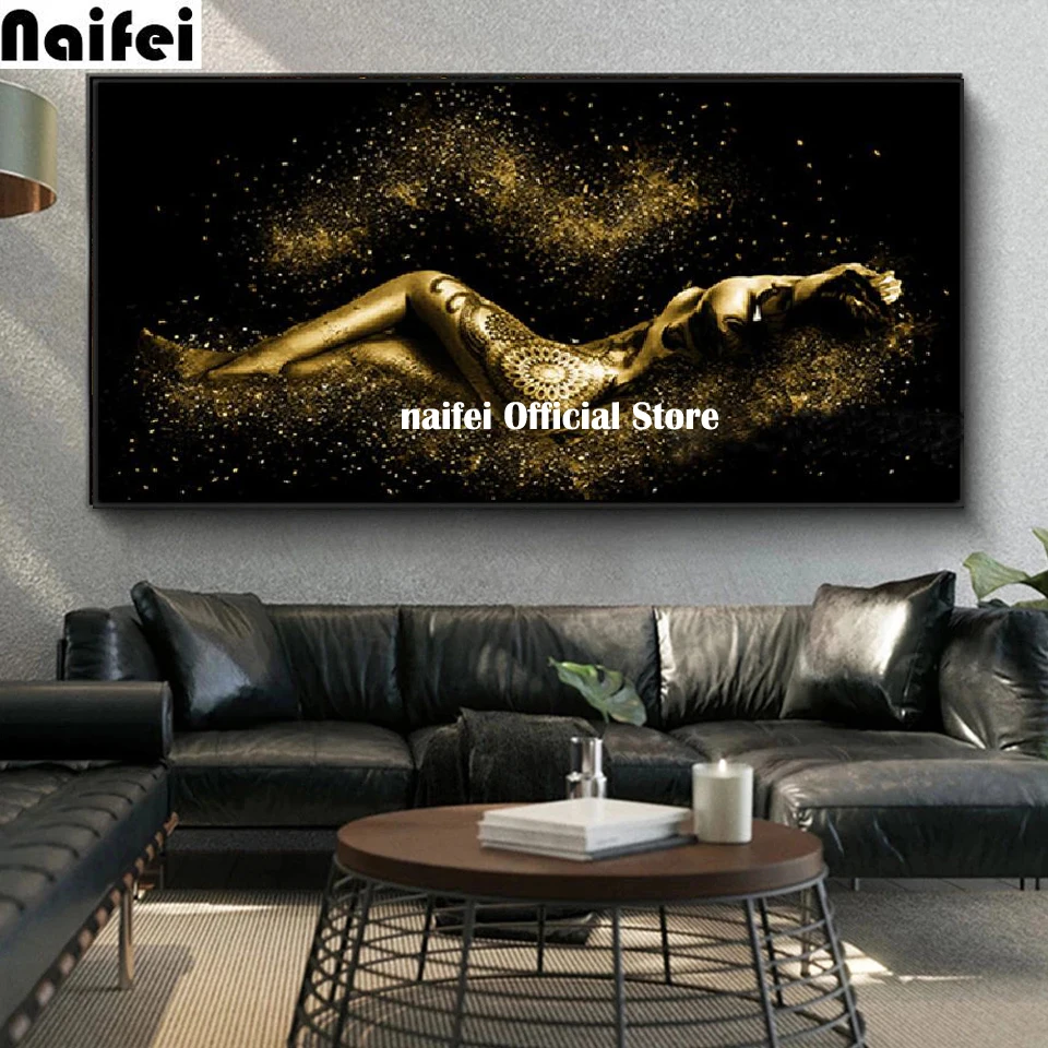 

Black And Gold Abstract Sexy Nude Women Wall Art Abstract DIY Diamond Painting Full puzzle 5D Drill Mosaic Embroidery