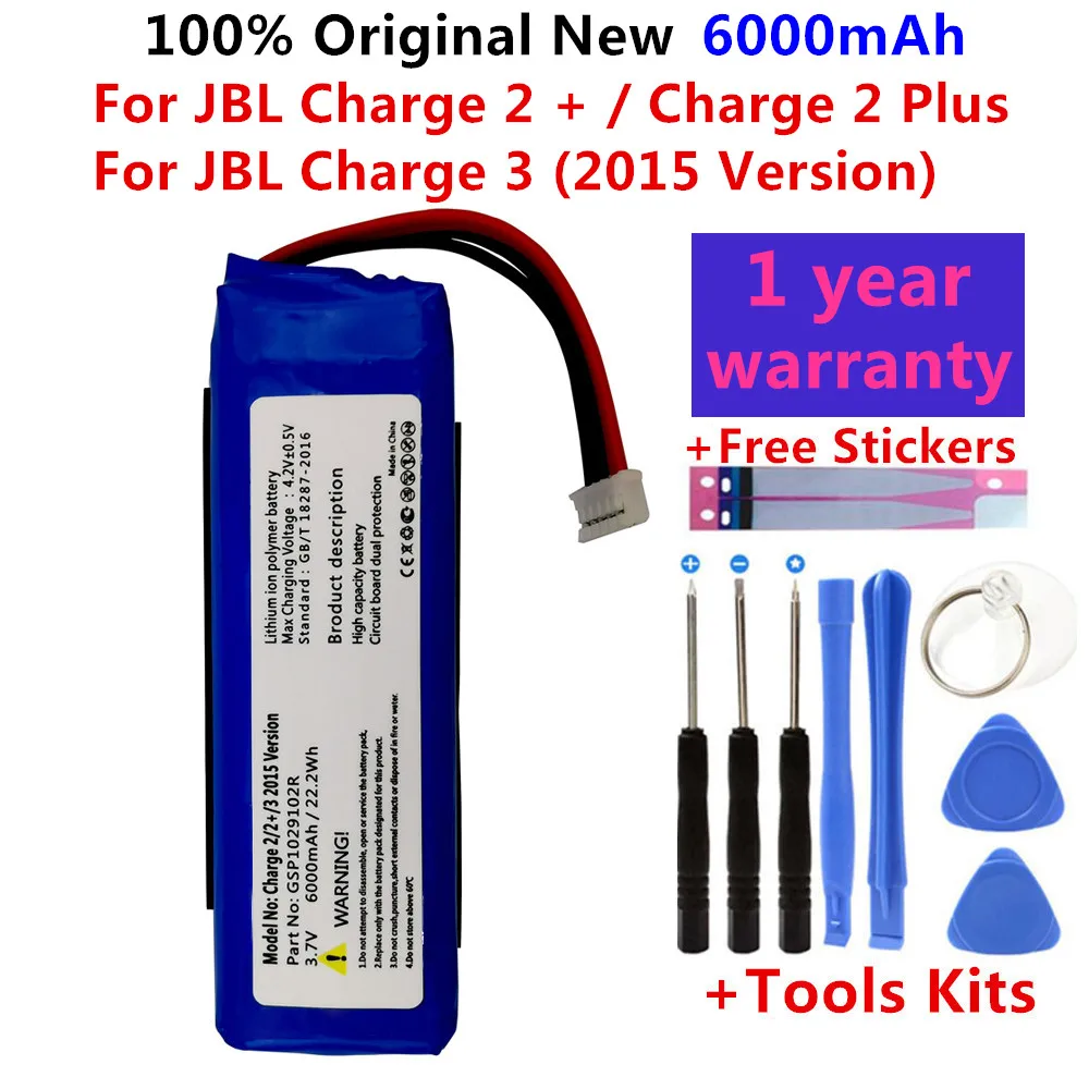 

Оригинальный новый Аккумулятор 6000 мАч GSP1029102R для JBL Charge 2 Plus,Charge 2 +,charge 3 версии 2015 года, Бесплатные инструменты