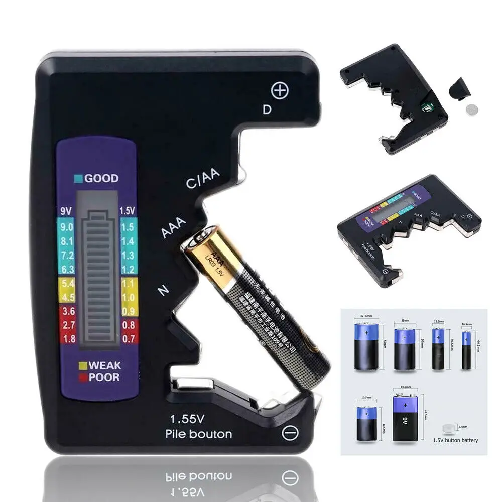Цифровой Тестер Аккумуляторов универсальный тестер аккумуляторов AA AAA N C D 9 В 1 5 в