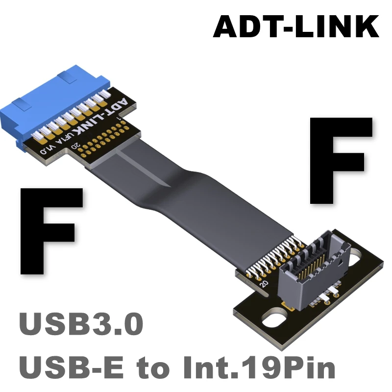 

Кабель-удлинитель с интерфейсом ADT USB3.0 type-e на материнскую плату 19P/20P, передняя и задняя с отверстиями для винтов, плоская искусственная кожа