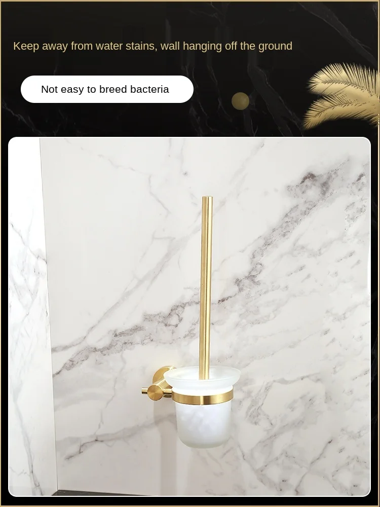 

Bathroom Golden Toilet Brush Set Household No Dead Angle Toilet Brush Hanging Storage Storage Rack
