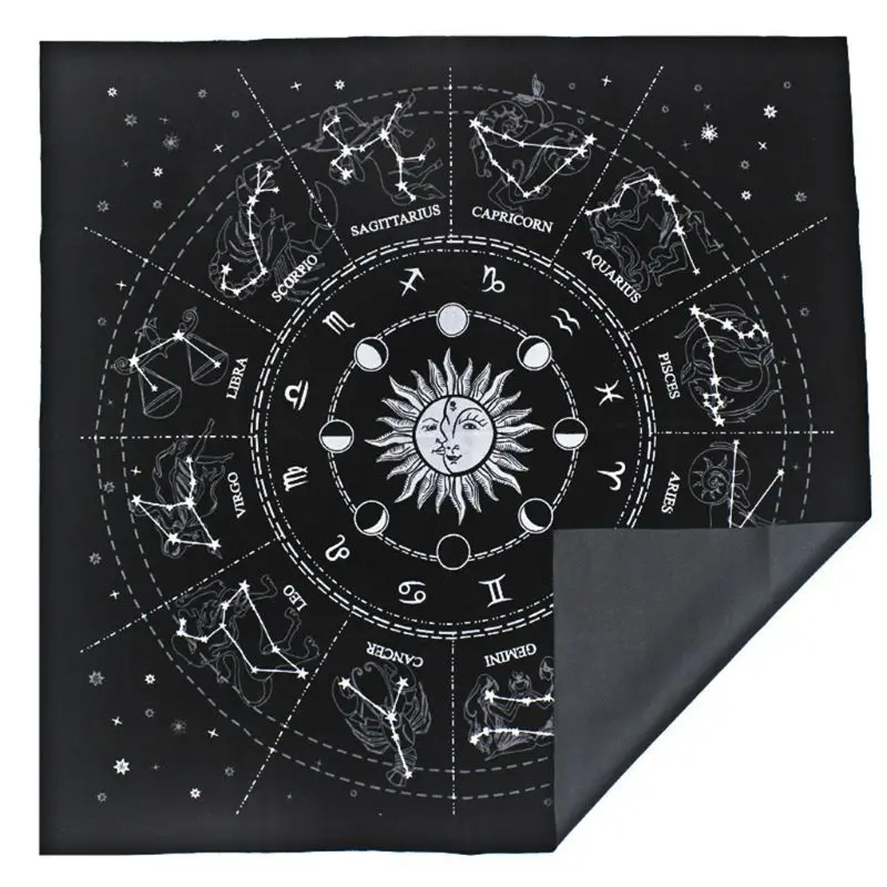 

New Tarot Tablecloth 12 Constellations Fortune Astrology Stars Divination Tarot Card Pad Flannel 49*49cm