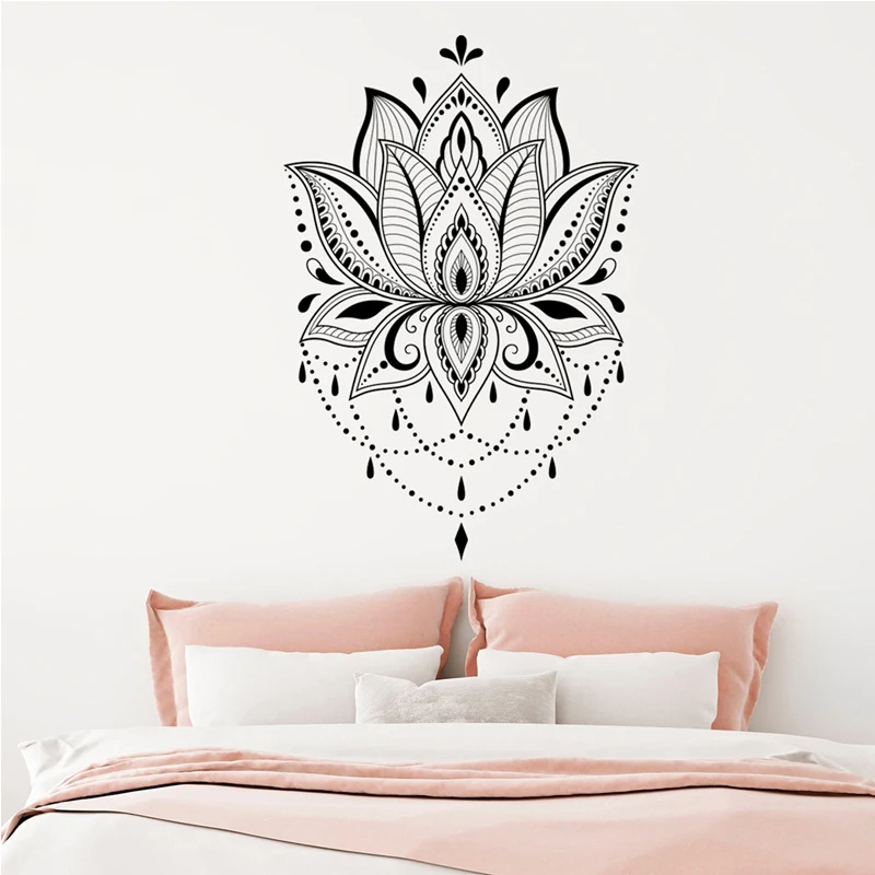 

Lotus Wall Sticker Bohemia Vinyl Decals Mandala Wall Decor Yoga Studio Decal Removable Home Decoration Living Room Art Mural