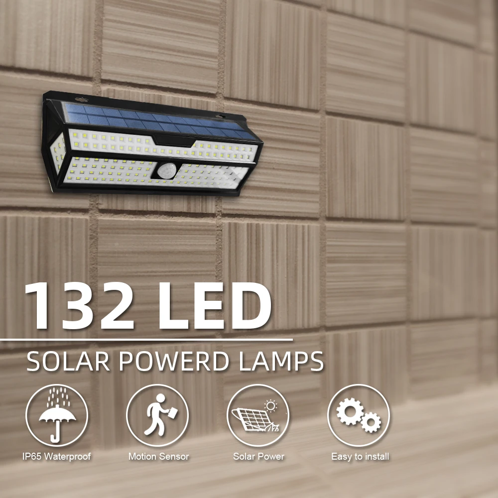 Солнечный светильник s Открытый беспроводной 132 светодиодный 4 стороны с широким
