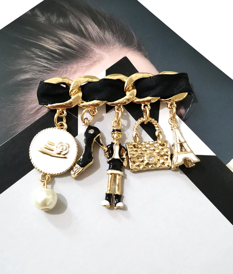 Ретро Хрустальная цепочка ручной работы с бахромой Броши No. 5 жемчуг кисточка