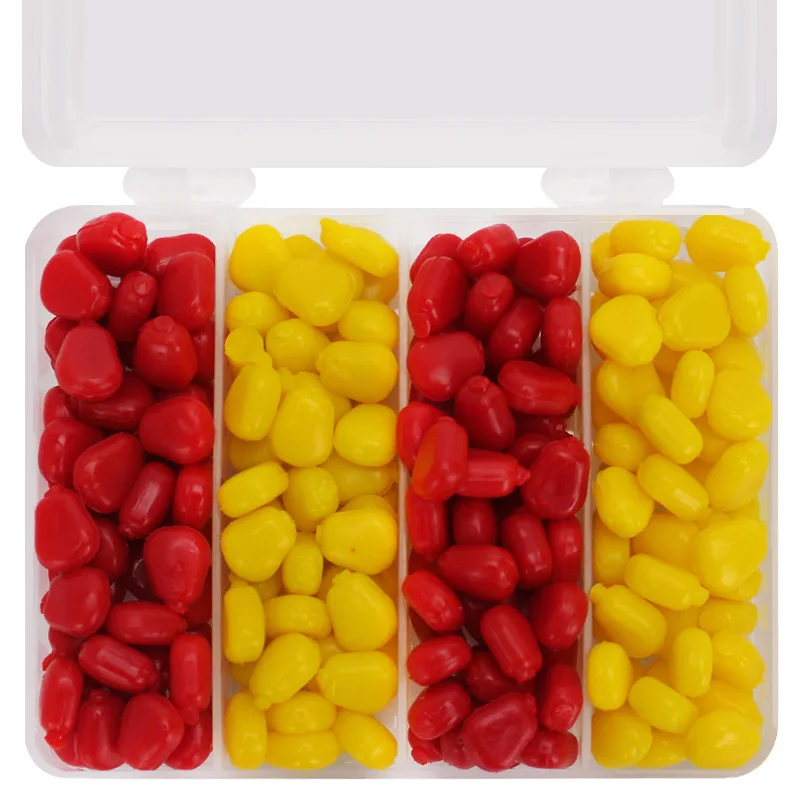 

WELLSHR 200 шт./лот 1 см 0,3 г цвет красный, желтый мягкий поддельные кукурузы набор рыболовных приманок моделирования от вызывающих неприятный зап...