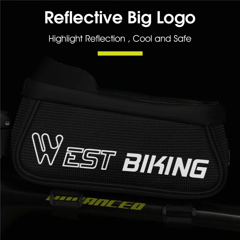 west biking bicycle bag rainproof 6 9inch phone case touchscreen mtb road bike pannier reflective frame bag cycling accessories free global shipping