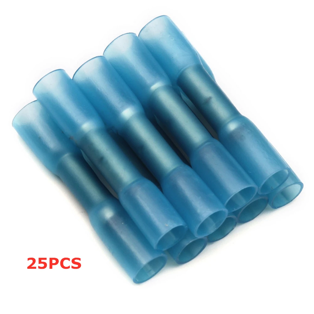 25PCS 100/25 шт. термоусадочной терминалы красные изолированные Водонепроницаемый терминал запечатать стыковой 22-18 AWG Электрический провод обжимной вывод инструменты для наращивания волос - Цвет: 25PCS