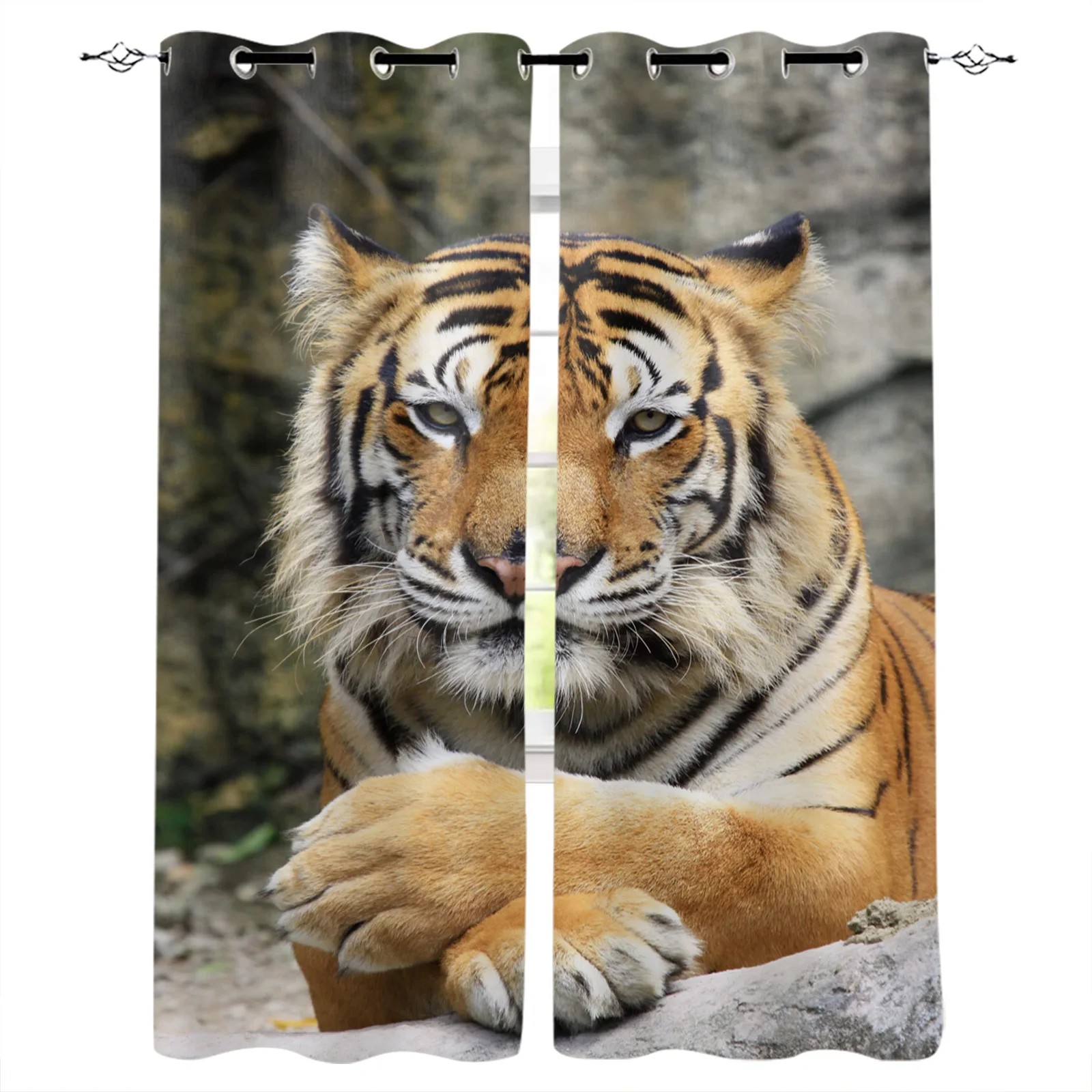 

Тигр свирепый зверь полосы лапа лица занавески в спальню гостиная зал для Дома кухни окна занавески