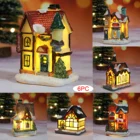 6 штук светильник на Рождество украшения светодиодный миниатюрный дом деревня, Рождество сцена снег пейзаж дом деревня Строительный набор