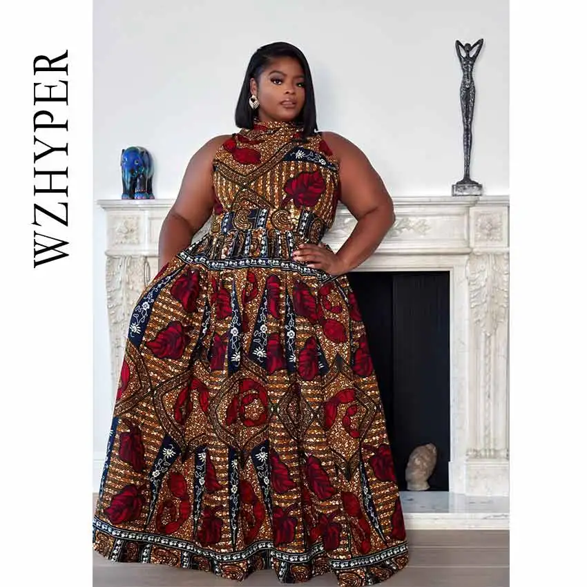 Женское летнее платье в африканском стиле с цветочным принтом элегантные