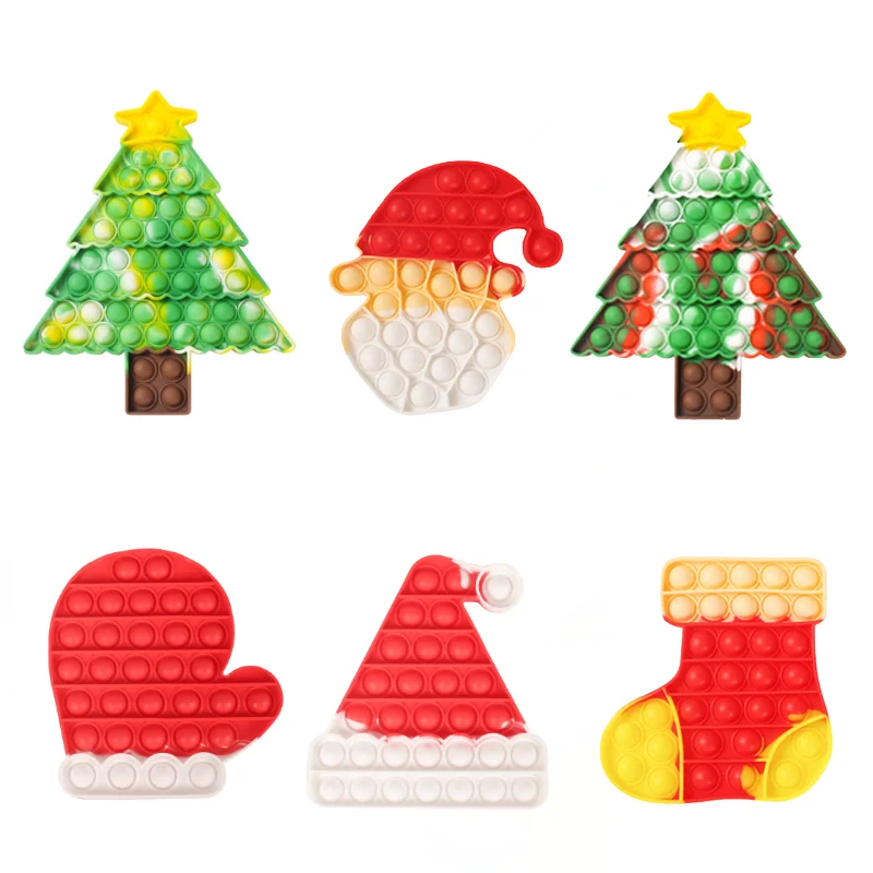 

2021X Christmas popits Mental Arithmetic Educational Toys Push Bubble Christmas Tree Gloves Socks Adult Decompression Toys
