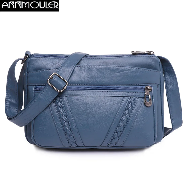Annmouler Brand Design Women Shoulder Bag Pu Leather Crossbody Vintage Women's Soft Pockets Female Bolsa Feminina | Багаж и сумки