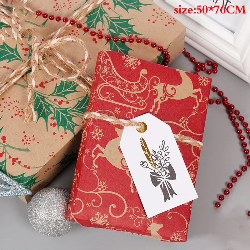 

50*76cm Christmas Wrapping Paper Wedding Green Decoration Gift Wrap Vellum Paper Christmas Paper Packaging Crafts