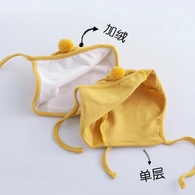 Осенняя милая детская шапка с помпоном для девочек зимняя бархатной подкладкой