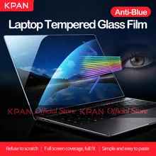 KPAN Anti-Blue Laptop Tempered Glass Film 14 15 Inch 15.6/16:9 344*194mm Notebook Screen Protector for HP Lenovo Acer Asus Dell