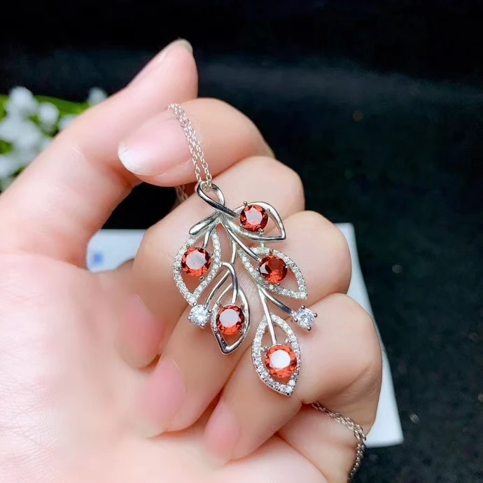 

CoLife ювелирные изделия модный кулон «Серебряный листок» для повседневной носки 5 штук подвеска в форме натурального граната 925 Серебряный Драгоценный Камень Кулон